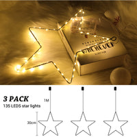 1 x RAW Customer Returns GlobaLink 3 pieces LED Christmas star lighting, Christmas decoration window with 135 LEDs 8 modes battery operated for indoor and outdoor use Christmas, party, decoration, wedding, garden, balcony - RRP €34.27