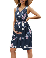 1 x RAW Customer Returns OUGES Women s V-Neck Sleeveless Summer Floral Maternity Dresses Nursing Dress with Pockets Floral8-315,M  - RRP €40.33