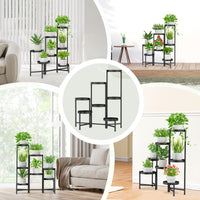 1 x RAW Customer Returns iDavosic.ly 7 Tier Metal Plant Stand Flower Pot Stand, Multi-Tier Plant Shelf Flower Shelf Plant Stairs for Room Corner, Living Room, Balcony, Terrace, Yard Round, Black  - RRP €62.99