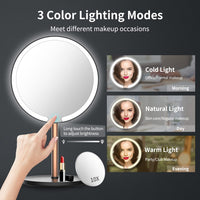 1 x RAW Customer Returns Precious Lighted Makeup Mirror, Rechargeable LED Table Mirror with 10X Magnification, Mini Vanity Mirror, 3 Dimmable Color Lights, Touch Sensor, Portable Mirror for Travel - RRP €28.07