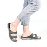 1 x Brand New Hsyooes Mules Women s Sandals Slippers Adjustable Strap Bath Slippers Non-Slip Beach Sandals Summer Open Slide Sandals Flat A-Grey CN41 EU40 - RRP €28.22