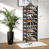 1 x RAW Customer Returns 10-Tier Tall Narrow Shoe Rack Sturdy Stackable Shoe Storage Rack Holds 20-25 Pairs Vertical Shoe Rack for Closet Entryway Black - RRP €26.99