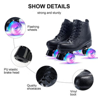 1 x RAW Customer Returns Roller skates for girls women, women s classic retro roller skates, 4 shiny roller skates, quad children s skates, PU leather adult roller skates for indoor outdoor, ideal for beginners - RRP €49.99