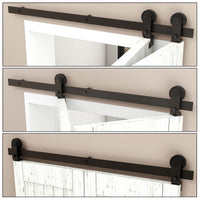 1 x RAW Customer Returns 92cm 3FT Bifold Sliding Door Fitting Sliding Doors Sliding Door System Complete Set Track Rail Roller Set Black for 2 Wooden Doors 43cm Top Mount T Wheel - RRP €95.18