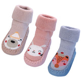 2 x Brand New Maeau Baby Non-Slip Cotton Socks Warm Slippers Baby Girl Winter Socks Long Slippers Plush Autumn Newborn Toddler Boy Rabbit Fox Pink Denim Blue 01 18-24 Months - RRP €51.98