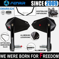 1 x RAW Customer Returns FENRIR E24 handlebar end mirror motorcycle mirror side mirror rear view mirror e tested anti-glare black CNC for naked bike scooter supersport Z900 MT07 MT09 MT10 GSXS750 S1000R F900R R1250R CB500F CB750 - RRP €99.88