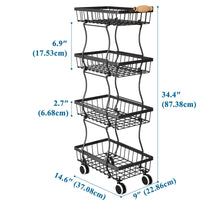 1 x RAW Customer Returns SAYZH Kitchen Cart, 4-Tier Stackable Fruit and Vegetable Rack, with Wheels and Non-slip Feet for Fruit and Vegetable Storage Black  - RRP €47.39