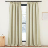 1 x RAW Customer Returns PONY DANCE Linen Look Curtain Beige Opaque Set of 2 H 245 x W 140 cm Linen Curtains with Ruffle Tape Blackout Curtains Living Room Curtains Opaque Linen Curtains for Bedroom Thermal Curtain - RRP €46.95