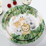 1 x RAW Customer Returns Jungle Safari Party Tableware Set, Boy Disposable Tableware Set 100 Pieces Paper Plates Cups Napkins Straws for Wild One Children s Birthday Party Decoration Baby Shower - RRP €18.14