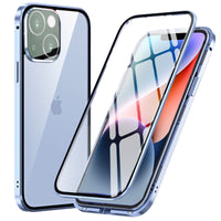 1 x RAW Customer Returns MIMGOAL Case for iPhone 14 Plus,Magnetic Adsorption Metal Frame 360 Degree Full Body Phone Case Front Back Tempered Glass Full Body Protective Case One-Piece Thin Transparent Cover,Blue - RRP €19.15