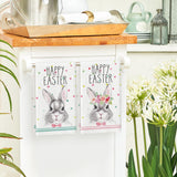 1 x RAW Customer Returns Artoid Mode Mr Mrs Bunnies Easter Kitchen Towels Tea Towels, 42x65 cm Happy Easter Spring Decoration Towels Set of 2 - RRP €13.99