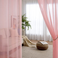 1 x RAW Customer Returns MIULEE Set of 2 Sheer Voile Curtains with Eyelets Transparent Curtain Made of Voile Polyester Eyelet Curtain Transparent Living Room Airy Decorative Curtain for Bedroom 140 X 260 cm W x H , Grommet Top Baby Pink - RRP €19.99