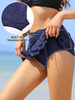 1 x Brand New SHEKINI Women s Elegant Swimwear Short Skirt Bikini Skirt Built-in Bikini Bottoms Sports Skirt Drawstring Swim Skirt Beach Bikini XL, Dark Blue  - RRP €28.98