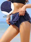 1 x Brand New SHEKINI Women s Elegant Swimwear Short Skirt Bikini Skirt Built-in Bikini Bottoms Sports Skirt Drawstring Swim Skirt Beach Bikini XL, Dark Blue  - RRP €28.98