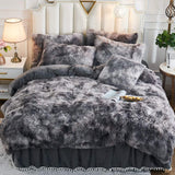 1 x RAW Customer Returns Michorinee Plush Bed Linen 135x200 Winter Fluffy Warm Duvet Cover Fleece Fluffy Long Hair Faux Fur Tie Dye Printed Gray Plush Bedding Set with Zipper - 135 x 200 cm 80 x 80 cm - RRP €45.37