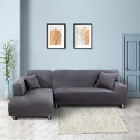 1 x RAW Customer Returns Lydevo Sofa Cover Corner Sofa L Shape Sofa Throws Stretch Sofa Cover L Shape Right or Left with Two Pillowcases Washable Universal Couch Cover L Shape Sofa Cover L Shape 3 Seater 3 Seater, Gray  - RRP €58.59