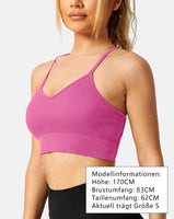 1 x RAW Customer Returns ZAAYO Women s Gym Bra Padded Crossback Fitness Sports Bra Removable Chest Pad Yoga Tops Knitted Seamless Sportswear Pink Large - RRP €23.99