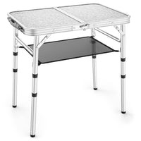 1 x RAW Customer Returns Sportneer folding table, adjustable height camping table with mesh storage, 60 x 40cm folding camping table with aluminum legs for outdoor camping, picnic, beach, backyard - RRP €43.36