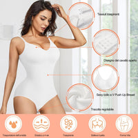 1 x RAW Customer Returns Gotoly Women s Shaping Body Shapewear Shaping Bodysuit Adjustable Shoulder Slimming Underwear Shaper Flat Stomach Slimming Shaping Bodysuit Bustier Seamless Fajas XL XXL, White  - RRP €22.5