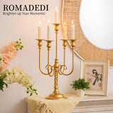 1 x RAW Customer Returns Romadedi candle holder candlestick 5 arms gold - 50 cm vintage candlestick for taper candles table decoration living room mantle decoration - RRP €59.99