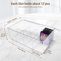 1 x RAW Customer Returns Puricon 2 pieces tea box 16 compartments, stackable tea bag tea holder with lid, tea storage box tea bag boxes made of plastic, airtight tea storage for coffee pods organizer box - transparent - RRP €19.67