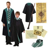 1 x RAW Customer Returns TUNAON Harry costume 6-piece set for adults and children, including wizard cape, wand and tie. for Halloween, carnival, cosplay and birthday, rituals full green, S  - RRP €19.2