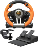 1 x RAW Customer Returns PXN V3 Pro steering wheel, gaming steering wheel, 180 racing steering wheel, game steering wheel with pedals and racing paddles, vibration feedback, steering wheel for PC, PS4, PS3, Xbox and N Switch -Orange - RRP €96.29