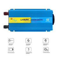 1 x RAW Customer Returns Yinleader inverter 1000W 2000W 12V 230V pure sine wave voltage converter with 1 socket 2 USB ports - RRP €87.06