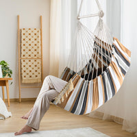 1 x RAW Customer Returns Chihee Swing Hammock Chair MAX 227KG 2 Cushions Included Steel Bar with Non-Slip Slots Portable Hanging Chair Side Pocket Large Bohemian Macrame Chair Indoor Outdoor - RRP €38.99