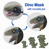 1 x RAW Customer Returns TUKIIE Dino mask with movable jaw, Halloween mask for children adults, 1 x dinosaur mask, 2 x claws, 2 x small dino toys, dinosaur cosplay Halloween Easter Christmas party - RRP €27.22