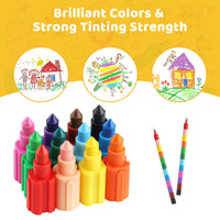 1 x RAW Customer Returns ECHOCUBE 12 Pack Stackable Colored Pencils Kids, Rainbow Building Block Set for Boys Girls, Stackable Coloring Pencils Wax Crayons for Birthday Favors Party Gifts - RRP €10.07