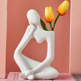 1 x RAW Customer Returns Arawat Denker Vase for Pampas Grass Decoration Living Room Modern White Body Vases Decoration Aesthetic Vase Book Face Flower Vase Ceramic Tulip Vase Book Vase Gift Sculpture Decoration Modern 19 cm Nordic Vase White - RRP €18.95