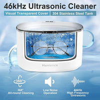 2 x RAW Customer Returns Hanience Ultrasonic Cleaning Device Glasses Ultrasonic Cleaner 750ml, 46KHz 50W Ultrasonic Device with Degassing, Digital Display 5 Time Settings, for Glasses Jewelry Watches Dentures - RRP €106.88