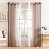 1 x RAW Customer Returns MIULEE Set of 2 Voile Curtains Two-tone Curtain with Eyelets Transparent Curtain Eyelet Curtain Window Curtain Translucent for Bedroom, 140 x 225 cm, Light Coffee - RRP €26.21