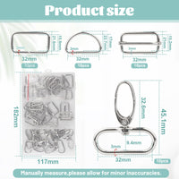 1 x RAW Customer Returns SWAWIS Pack of 40 swivel carabiner hooks set, 32 mm D-rings, sliding buckles, rectangular rings, rotating carabiner hooks, for bags, straps, costumes, backpack, dog leash, DIY hardware accessories silver  - RRP €13.69