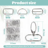 1 x RAW Customer Returns SWAWIS Pack of 40 swivel carabiner hooks set, 32 mm D-rings, sliding buckles, rectangular rings, rotating carabiner hooks, for bags, straps, costumes, backpack, dog leash, DIY hardware accessories silver  - RRP €13.69