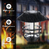 1 x RAW Customer Returns FLOWood solar lamps for outdoor garden, glass and metal IP65 waterproof, flickering flames wall lights, 2 pieces hanging wall bracket for porch, terrace and yard - RRP €38.99