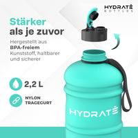 1 x RAW Customer Returns Hydrate XL Jug, Water Bottle, BPA Free, Leak Proof, Flip Top, Ideal for Gym, Sports and On the Go, Clear Water Container, Extra Strong Material, Mint Green, 2.2L - RRP €24.99