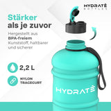 1 x RAW Customer Returns Hydrate XL Jug, Water Bottle, BPA Free, Leak Proof, Flip Top, Ideal for Gym, Sports and On the Go, Clear Water Container, Extra Strong Material, Mint Green, 2.2L - RRP €24.99