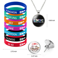 4 x Brand New ZHENGGE Kpop Enhypen Gift Set Includes Drawstring Backpack, Necklace, Earrings, Bracelets, Button Pins, ID Card Badge Holder, - RRP €123.92