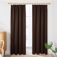 1 x RAW Customer Returns Deconovo Opaque Curtains Blackout Curtains with Gathering Tape Bedroom, 175x140cm HeightxWidth , Dark Brown, Set of 2 - RRP €33.38