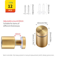 2 x RAW Customer Returns Pack of 12 gold stainless steel advertising screw nail signs spacers sign holders, 19 x 25 mm screw glass standoff holder for mounting and fixing the glass - RRP €28.22