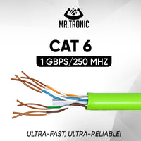 1 x RAW Customer Returns Mr. Tronic 100m Ethernet network cable Cat 6, LAN network cable for fast and reliable internet, AWG24 bulk cable Cat 6 Bulk cable 1 Gbps, 250 MHz, UTP CCA 100 meters, green  - RRP €47.5