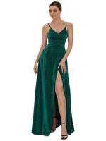 1 x RAW Customer Returns Ever-Pretty Women s Spaghetti Straps Adjustable V-Neck Floor Length A-Line Formal Dresses Dark Green 52EU - RRP €94.99