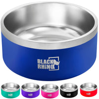 1 x Brand New Black Rhino The Dura-Bowl Stainless Steel Double Insulated Dog Bowls for Food and Water for Small, Medium and Large Dogs, Non-Slip - RRP €20.4