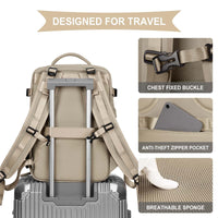 1 x RAW Customer Returns Women Large Travel Backpack Outdoor Sports Hiking Waterproof School Casual 14 Inch Laptop Backpack with USB Charging Port Shoe Compartment Khaki - RRP €48.77