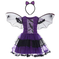 1 x Brand New Metaparty Girls Bat Halloween Costume Witch Cosplay Costume Purple Bat Skirt with Wings and Headband for Halloween Carnival Party 100  - RRP €10.07