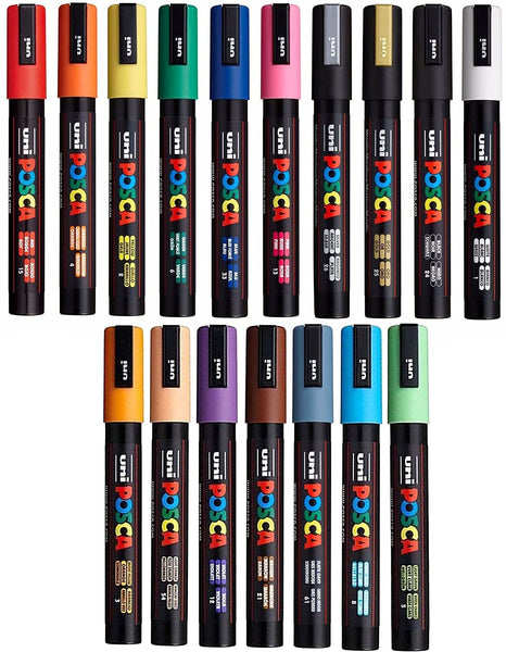 1 x RAW Customer Returns Uni-Posca PC-5M - Pack of 17 - Water Based Pigment Ink Markers - Tip 2.5mm - RRP €54.49