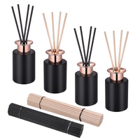 1 x RAW Customer Returns JIZZU Glass Diffuser Bottles, 4 Pack Empty Diffuser Bottle, 100ml Black Reed Diffuser with Replacement Sticks Set for DIY Replacement Sticks Sets, Fragrance Vase 100 Pieces - RRP €21.16