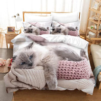 1 x RAW Customer Returns MIQEBX Cute Cat Bedding Set 200x200cm for Girls Boys Children 3D Pet Cat Microfiber Brown Duvet Cover Set Funny Animal Printed Bed Set Children s Room Decor - RRP €36.99